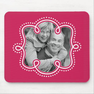 Mousepad Foto Doodled do quadro da framboesa rosa brilhante