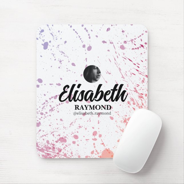 Mousepad Foto e nome do Splatter Watercolor (Com mouse)