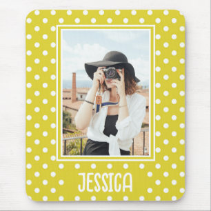 Mousepad Foto e nome personalizados da Bolinhas amarela bri