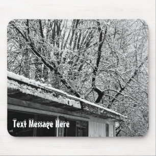 Mousepad Foto em preto e branco da cena rustica de inverno 