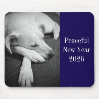 Mousepad Foto em Preto e Branco de Cachorro Dormindo Ano No