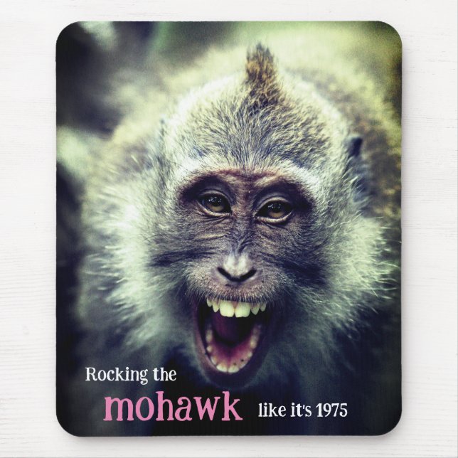 Mousepad Foto engraçada de macaco macaque (Frente)