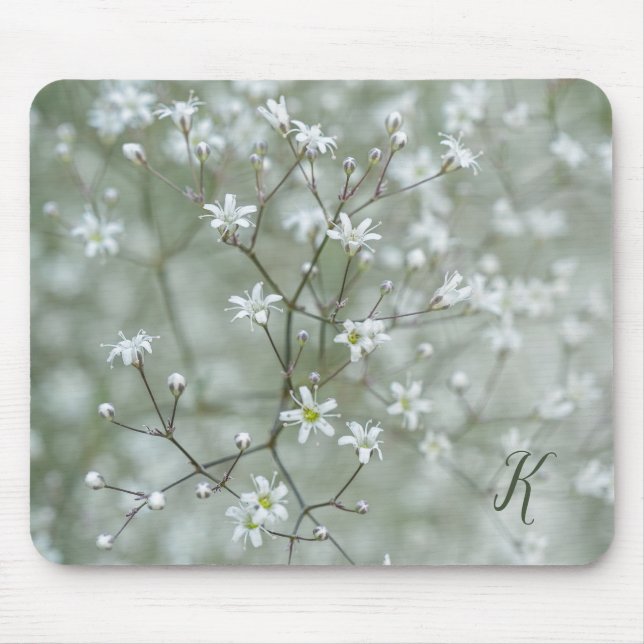 Mousepad Foto Floral de Respiradouro de Bebê Branco com Mon (Frente)