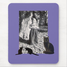 Mousepad Foto: Halloween Costumado Child Black Cats Purple