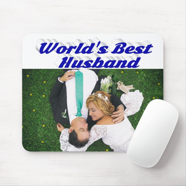 Mousepad Foto para marido com texto azul (Com mouse)