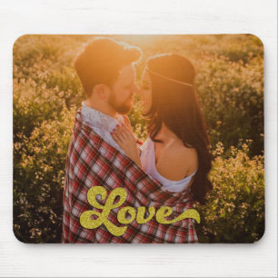 Mousepad Foto Personalizada com Amor em Dourado