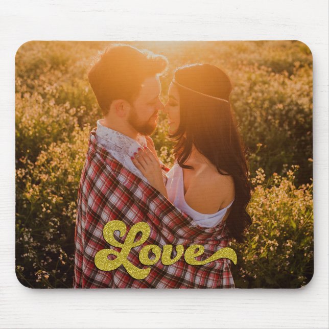 Mousepad Foto Personalizada com Amor em Dourado (Frente)