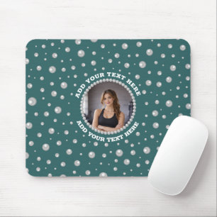 Mousepad Foto Personalizada com Círculo de Pérolas em Azul