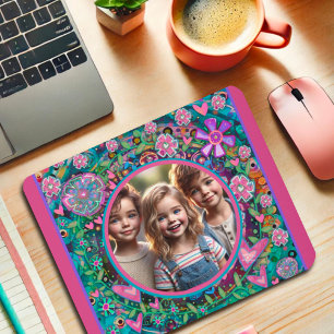 Mousepad Foto personalizada, cor-de-rosa, diversão colorida