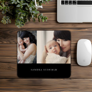 Mousepad Foto personalizada de branco preto simples