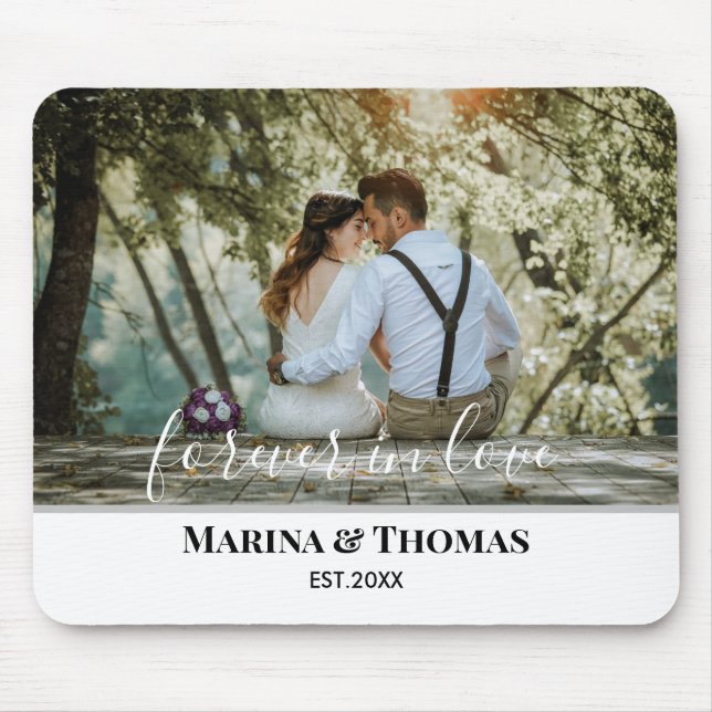 Mousepad Foto personalizada de casamento com caligrafia mod (Frente)