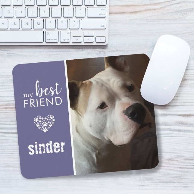 Mousepad Foto personalizada de Pet do meu melhor amigo (My Best Friend Pet Photo Personalized Purple Mouse Pad)