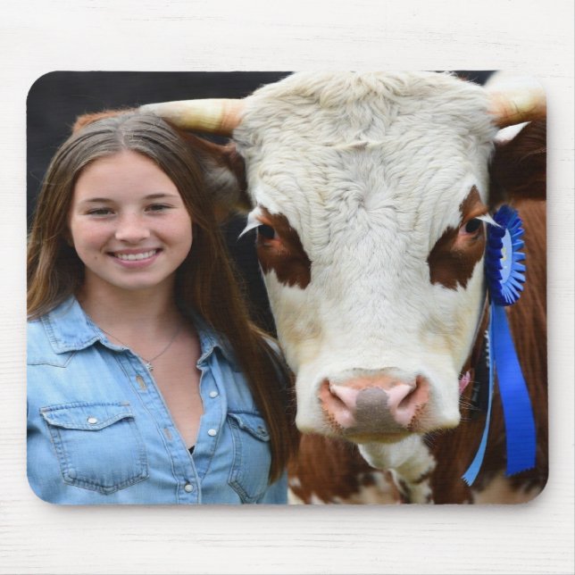 Mousepad Foto Personalizada de Vaca de Exposição de Gado (Frente)