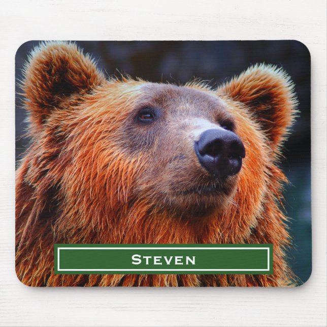 Mousepad Foto personalizada do Retrato do Urso Castanho (Frente)