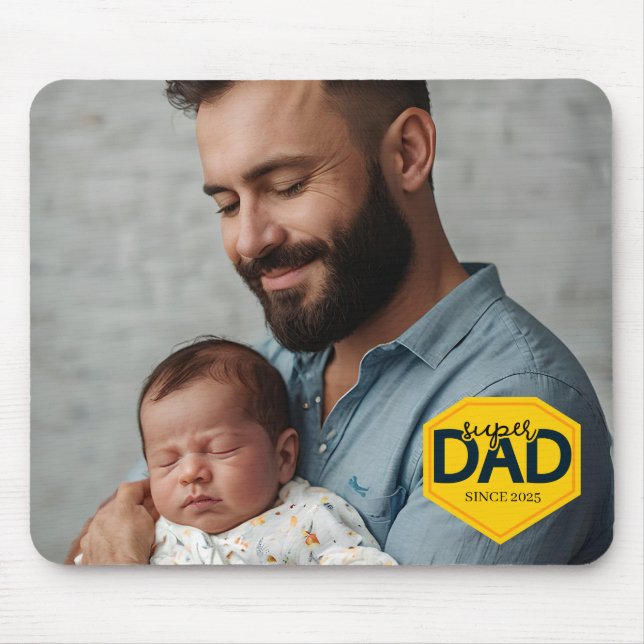 Mousepad Foto personalizada do Super Pai com bebê (Frente)