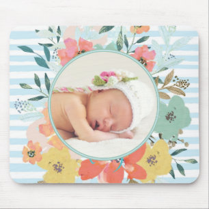 Mousepad Foto Personalizada Floral de bonito Aquarela