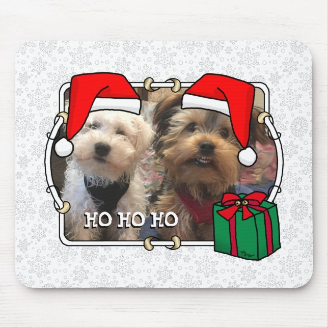 Mousepad Foto personalizada Santa Hat Pet HO HO (Frente)