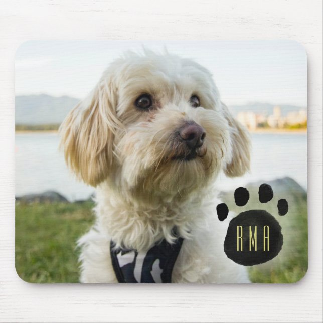 Mousepad Foto Pet da Família Personalizada | Monograma (Frente)