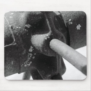 Mousepad Foto preto e branco da maquinaria oxidada