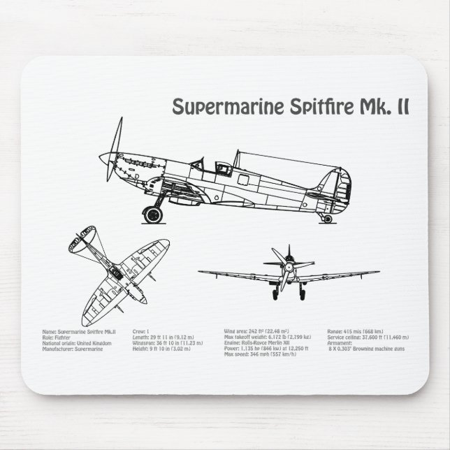 Mousepad Foto Supermarinha - Avião Blueprint BD (Frente)