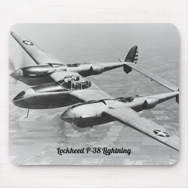 Mousepad Fotografia da aeronave de raios P-38 Lockheed (Frente)