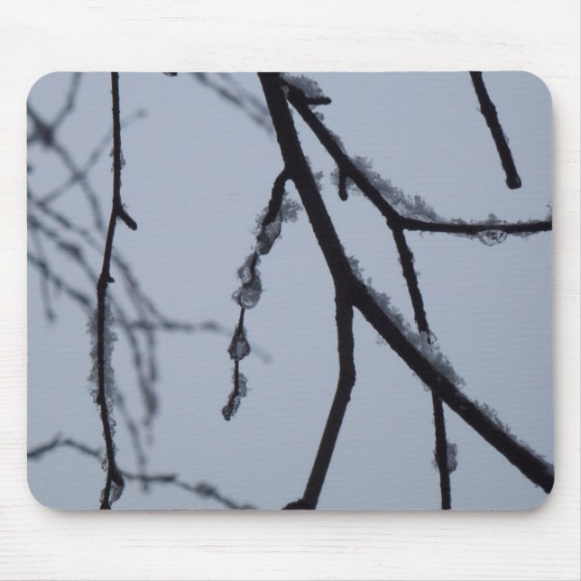 Mousepad Fotografia da natureza do inverno em Icy Branches (Frente)