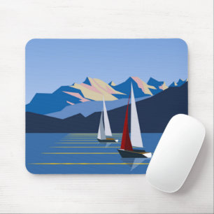 Mousepad Fotografia de veleiros e montanhas