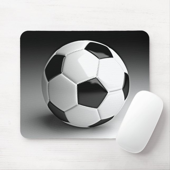 Mousepad Fotografia do moderno futebol branco preto (Com mouse)