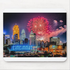 Mousepad Fotografia do Skyline Cincinnati 2019 do WEBN Fire