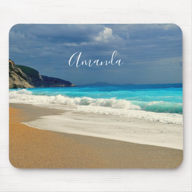 Mousepad Fotografia tropical do Mar Azul, Belo Turquesa (Frente)