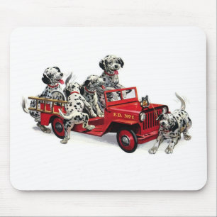 Mousepad Fotografias Dalmáticas com Caminhão de Fogo