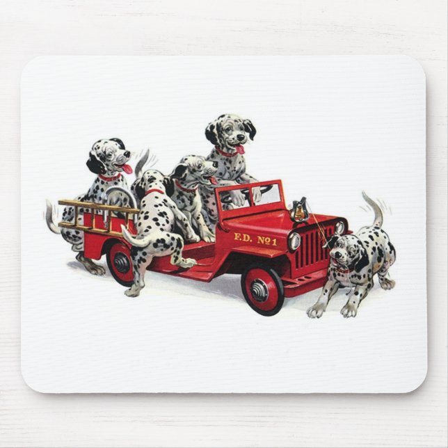 Mousepad Fotografias Dalmáticas com Caminhão de Fogo (Frente)