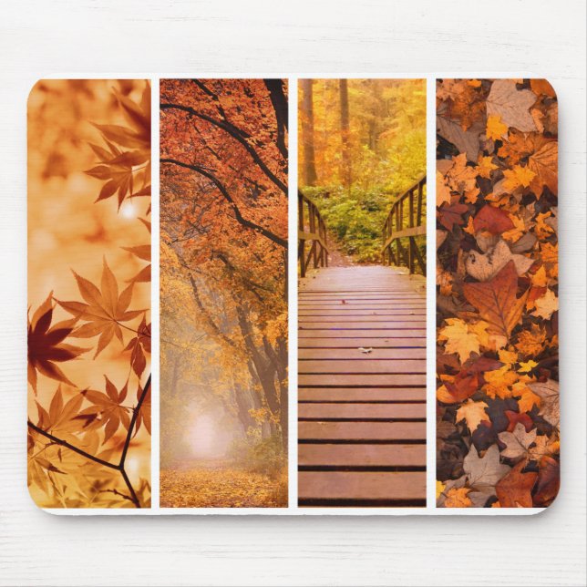 Mousepad Fotomural de Folhas de Bordo Outono Laranja Dourad (Frente)