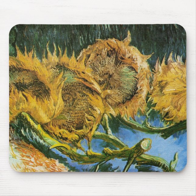 Mousepad Four Cut Sunflower por Vincent van Gogh (Frente)