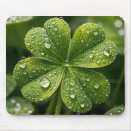 Mousepad Four-leaf Clover With Raindrops