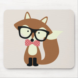 Mousepad Fox de Brown do laço e do hipster dos vidros