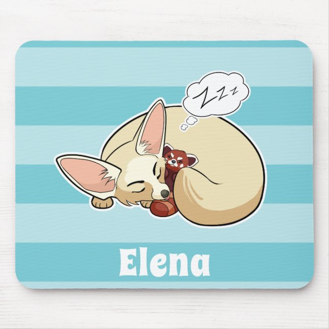Mousepad Fox de Fennec com panda vermelha - animal (Frente)