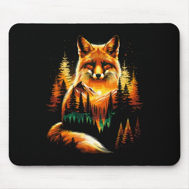 Mousepad Fox Forest Nature Lover Mountains Hiking Camping  (Frente)