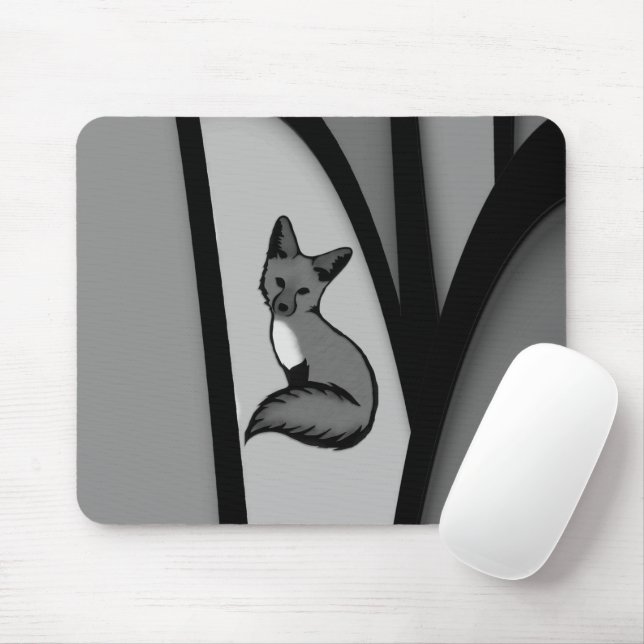 Mousepad Fox Modern Art Design em Prata (Com mouse)