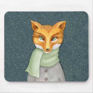 Mousepad Fox na Ilustração da Escarpa de inverno