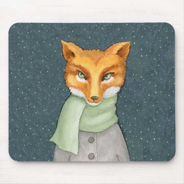 Mousepad Fox na Ilustração da Escarpa de inverno (Frente)