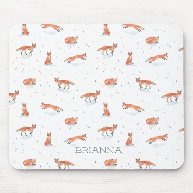 Mousepad Fox personalizado da aguarela (Frente)
