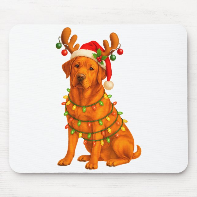 Mousepad Fox Red Lab Christmas Tree Light Pajama Labrador D (Frente)