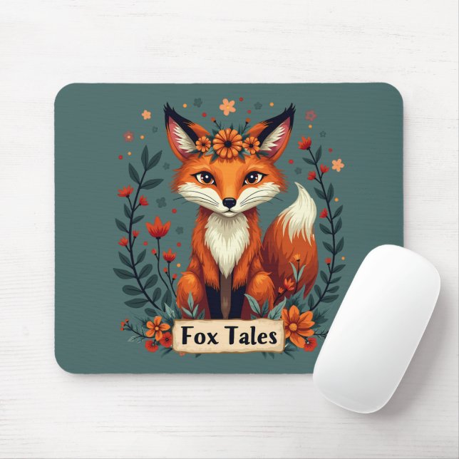 Mousepad Fox Tales Boho Woodland Animal (Com mouse)