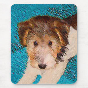 Mousepad Fox Terrier Puppy Painting - Arte Original De Cão