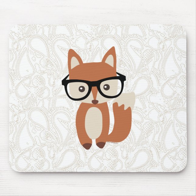 Mousepad Fox w/Glasses do bebê do hipster (Frente)