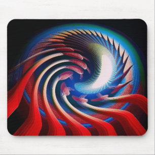 Mousepad Fractal Azul Branco Vermelho com Garras e Spikes