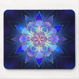 Mousepad Fractal azul da mandala da flor