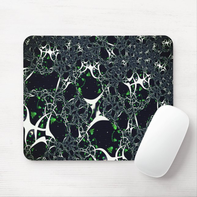 Mousepad Fractal branco imperfeito no espaço preto, tricota (Com mouse)