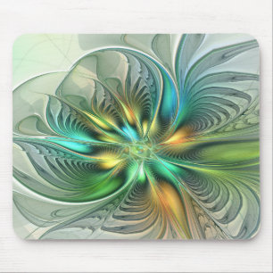 Mousepad Fractal de Flor Abstrato moderna fantasia colorida